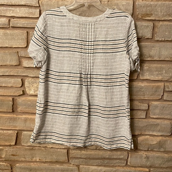 Talbots Womens Striped 100% Linen Tie-Sleeve Gray
Beige Top Size Medium - Picture 3 of 11